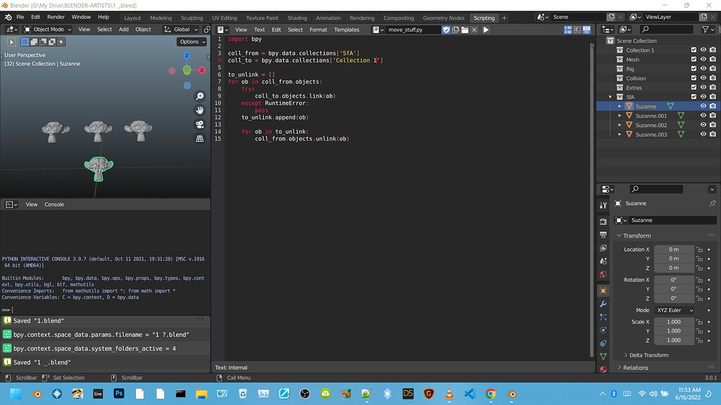 Can't move objects from one collection into another with Python