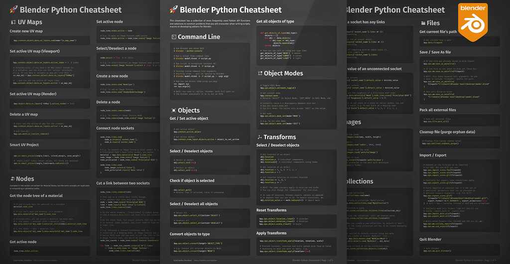 🚀 Blender Python Cheatsheet A Handy Reference for the Blender API