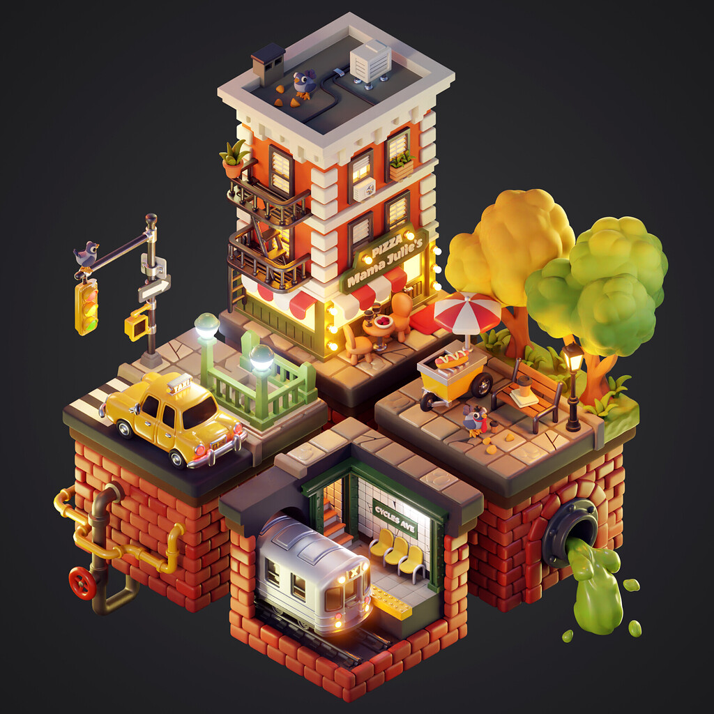 3d New York Diorama Finished Projects Blender Artists Community