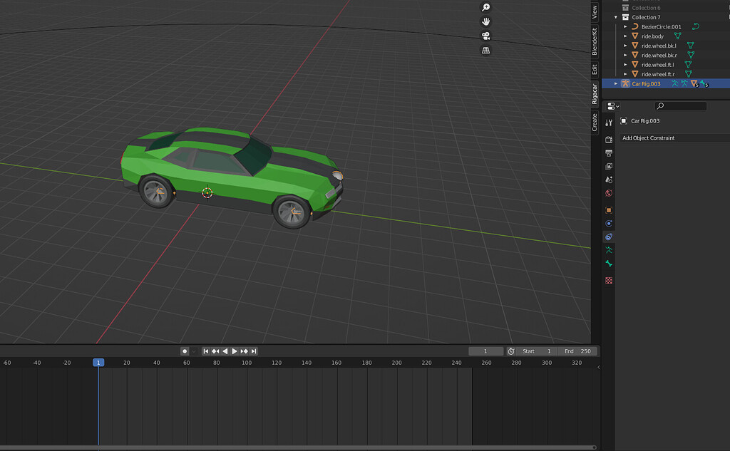 Wheels not rotating using Rigacar addon Animation and Rigging