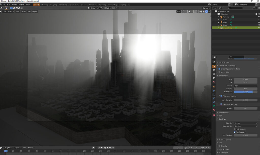 Blender 3.1 Eevee, may not be rendering sunlight volumetrics correct