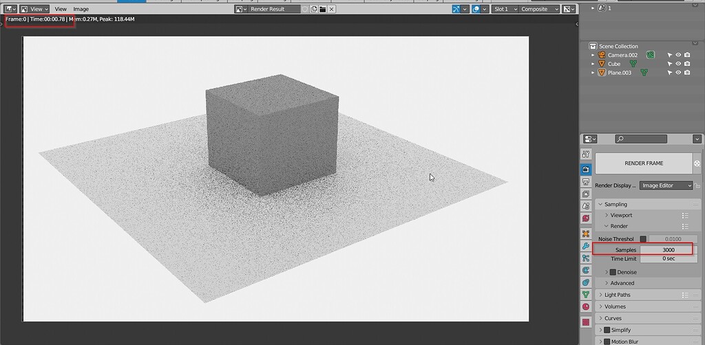 Blender renders only1 sample instead of 3000 Lighting and Rendering