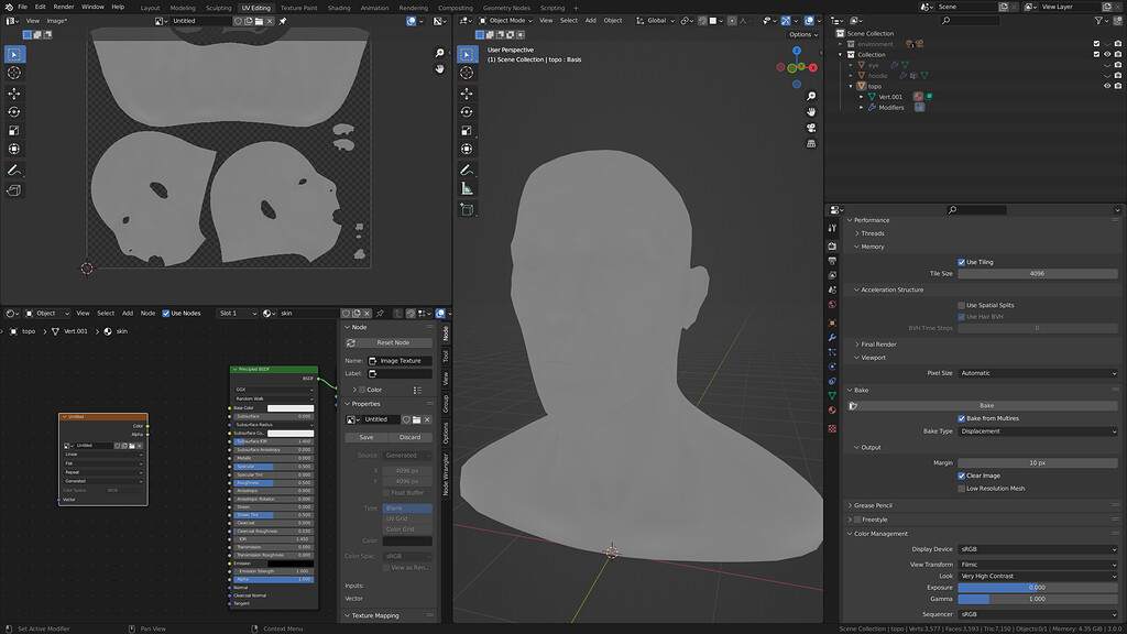 Baking Displacement map from Multires why is it just grey? Modeling