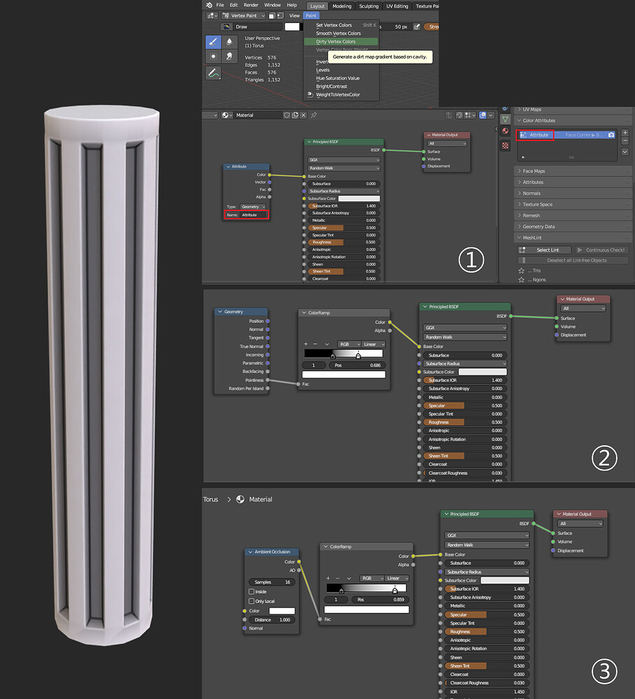 Calculating Dirt map with the help of a placeholder object? Materials