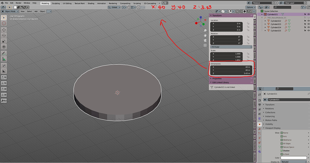 How to add object dimension info to the header? Python Support