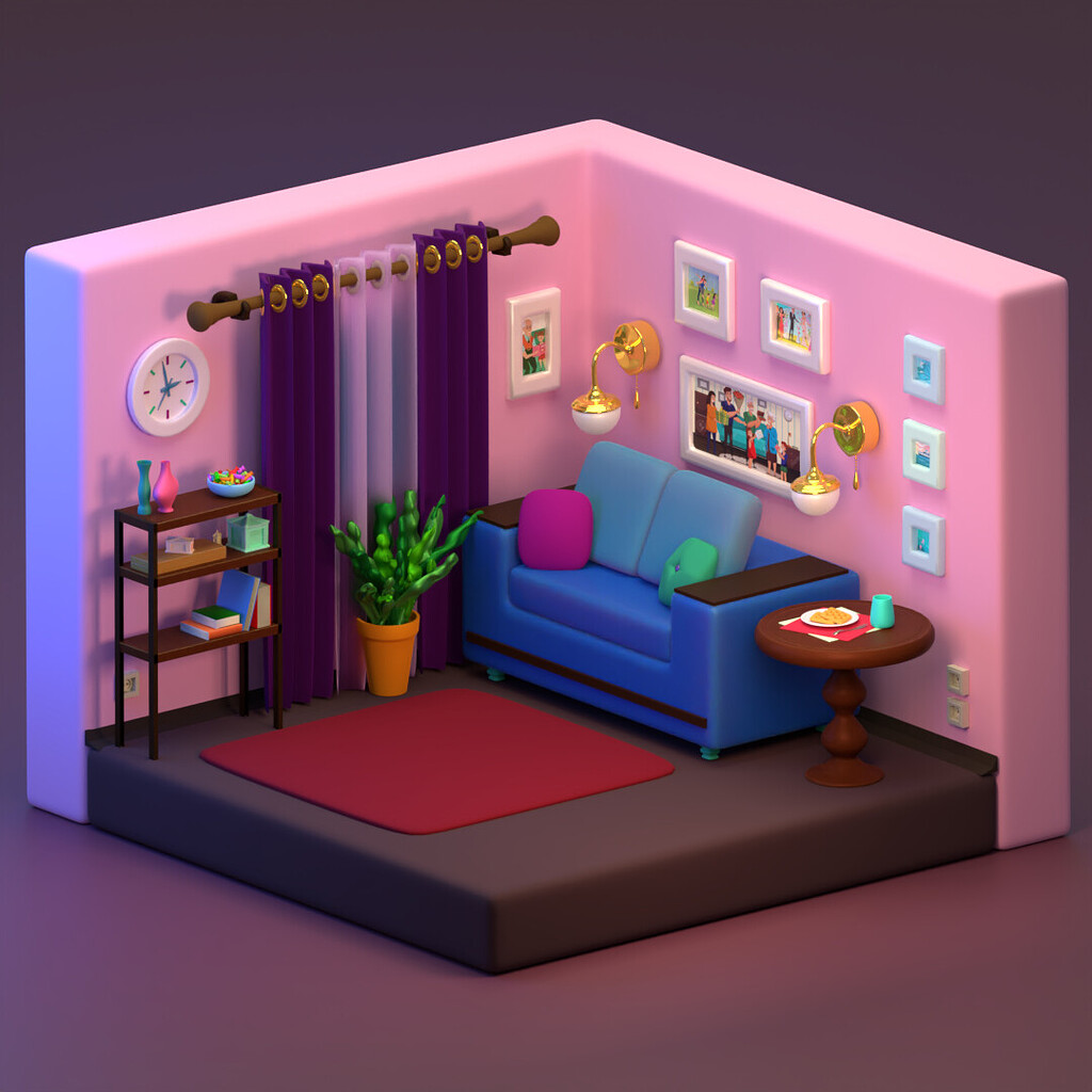 3D ISOMETRIC ROOM Finished Projects Blender Artists Community