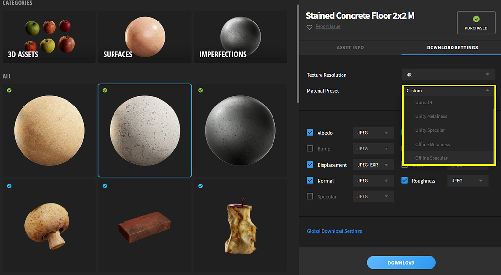 Quixel download settings for blender? Other Software Blender