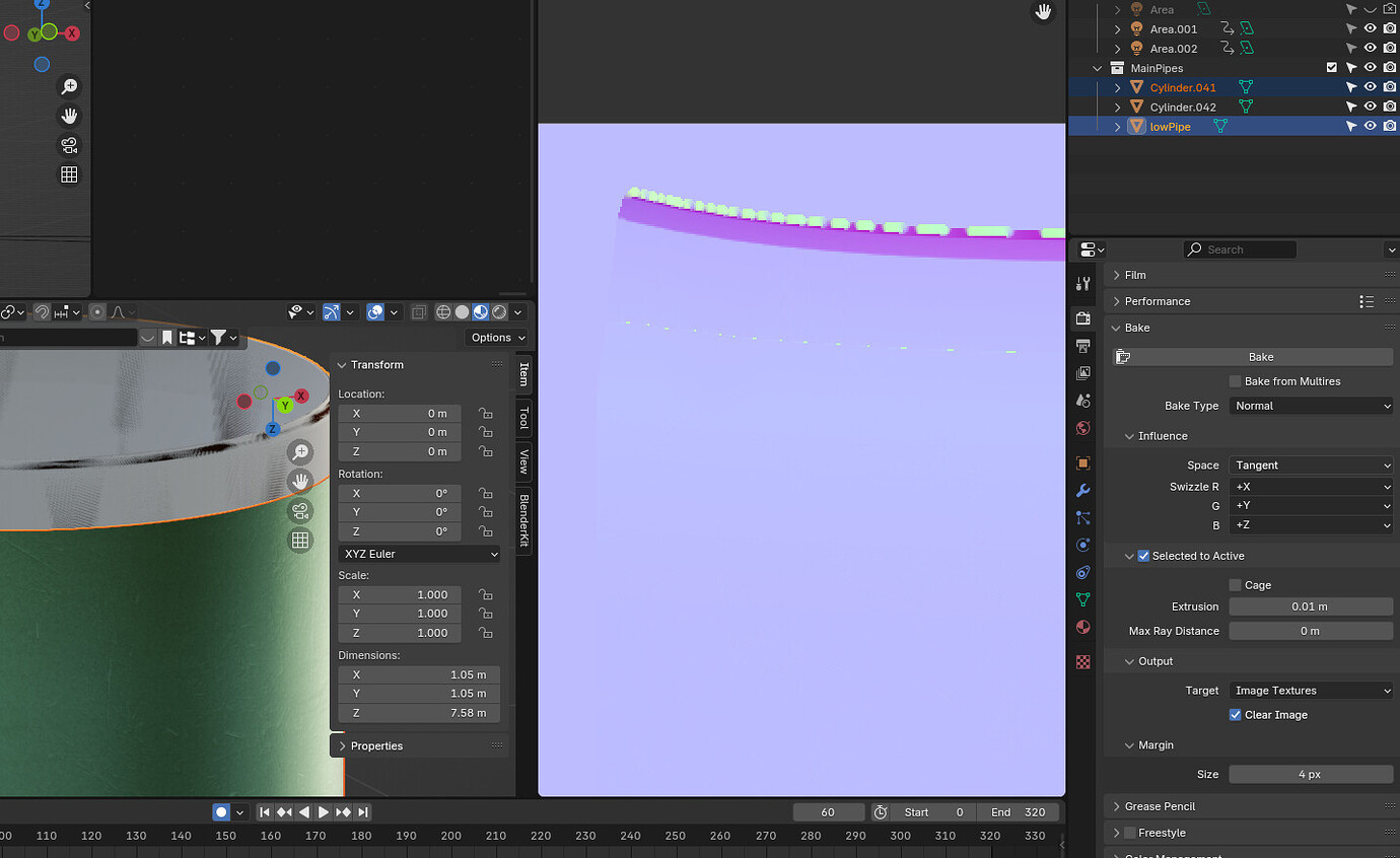 Baking normal map details from highpoly to lowpoly mesh produces