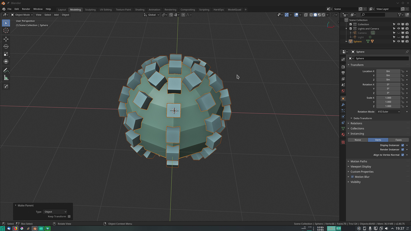 Instancing object onto vertices of another object Modeling Blender