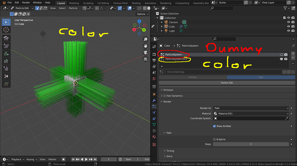 Enabling Material Preview while in Particle Edit Mode Basics