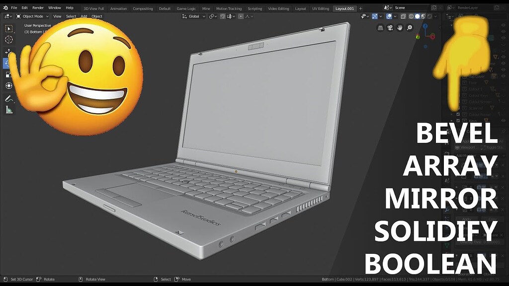 Easy Laptop Modelling with Blender Modifiers Breakdown Tutorials