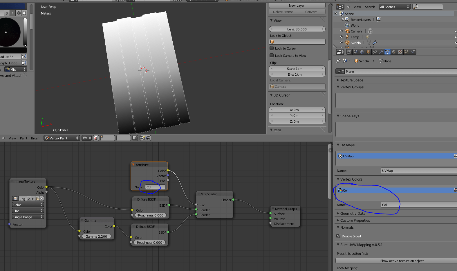 Vertex color mask painting, how? Materials and Textures Blender