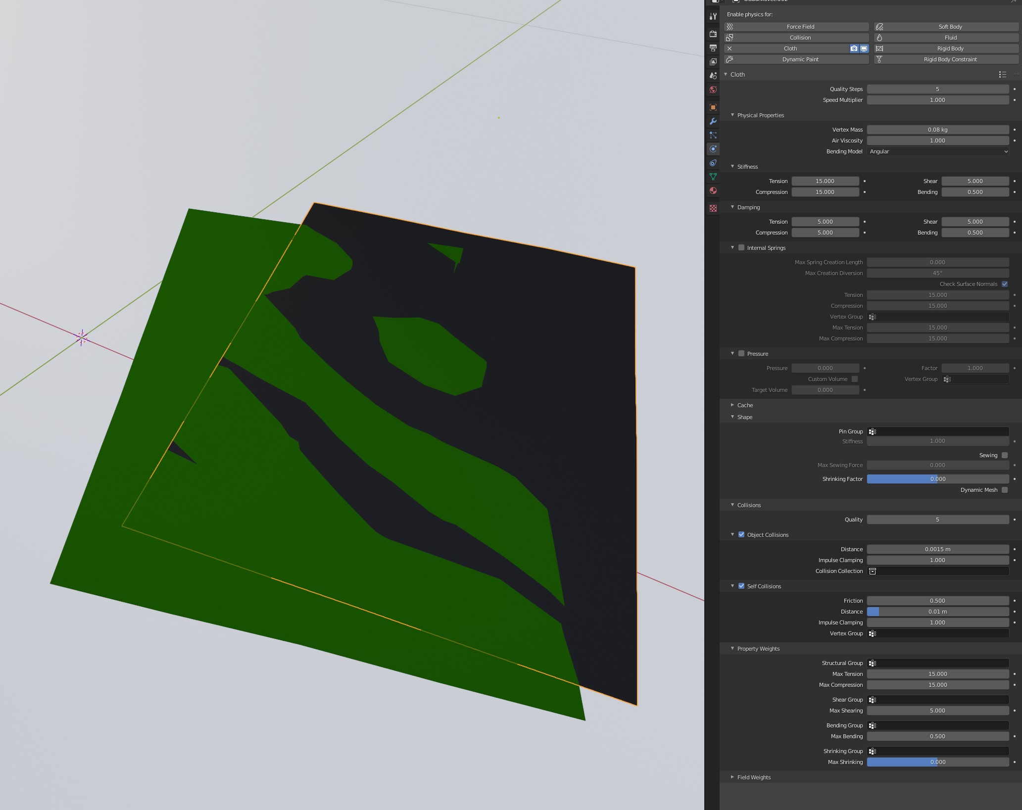 Cloth planes clipping each other Particles and Physics Simulations