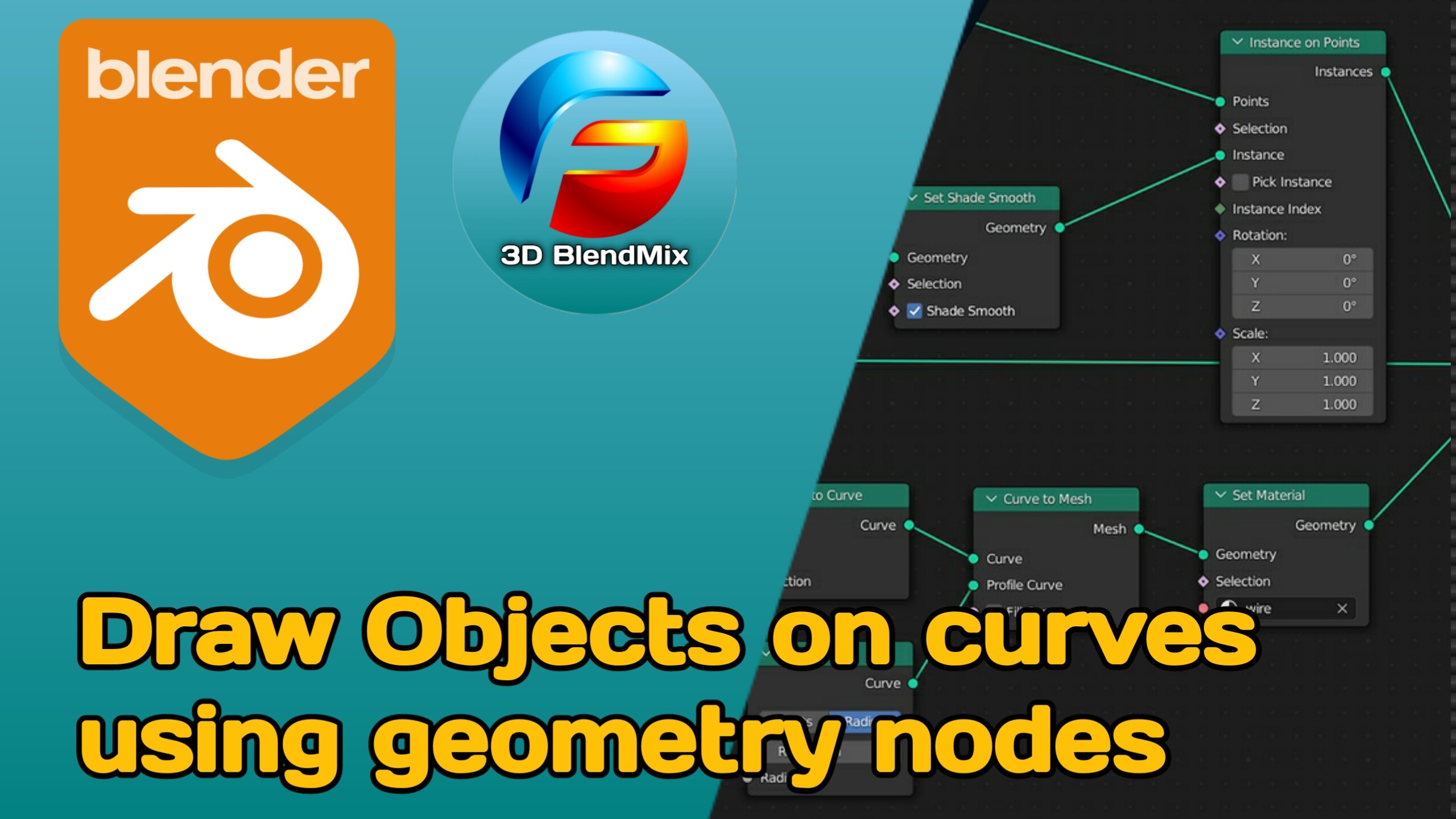 How to Objects on curves using geometry nodes in Blender Tutorials