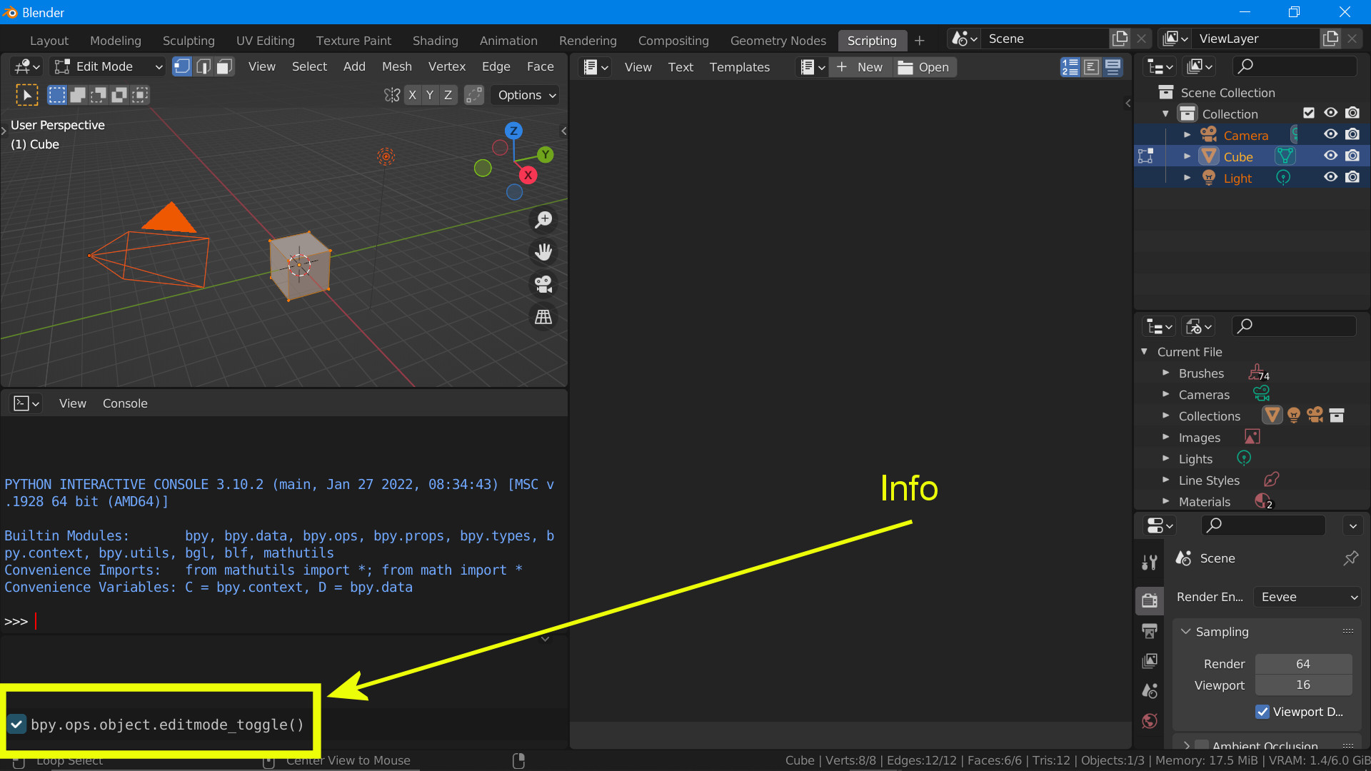Problem with active/selected objects and Info Editor Python Support