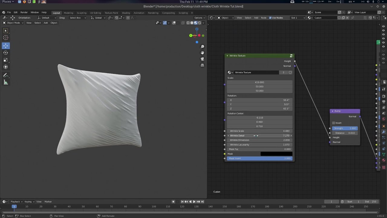 Procedural Wrinkle Fold Texture for Cloth or Paper in Blender Tutorial