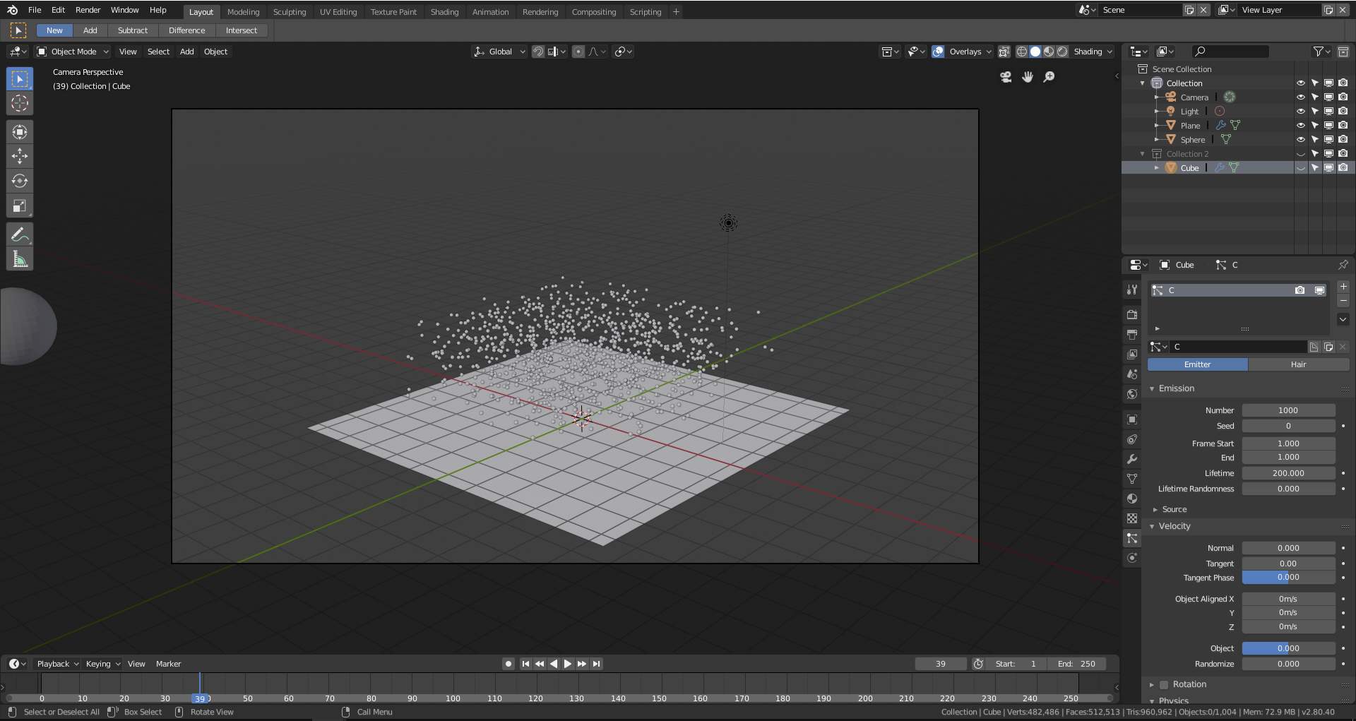 Ein bestimmter Ruhe Freischalten blender 2.8 particles not following