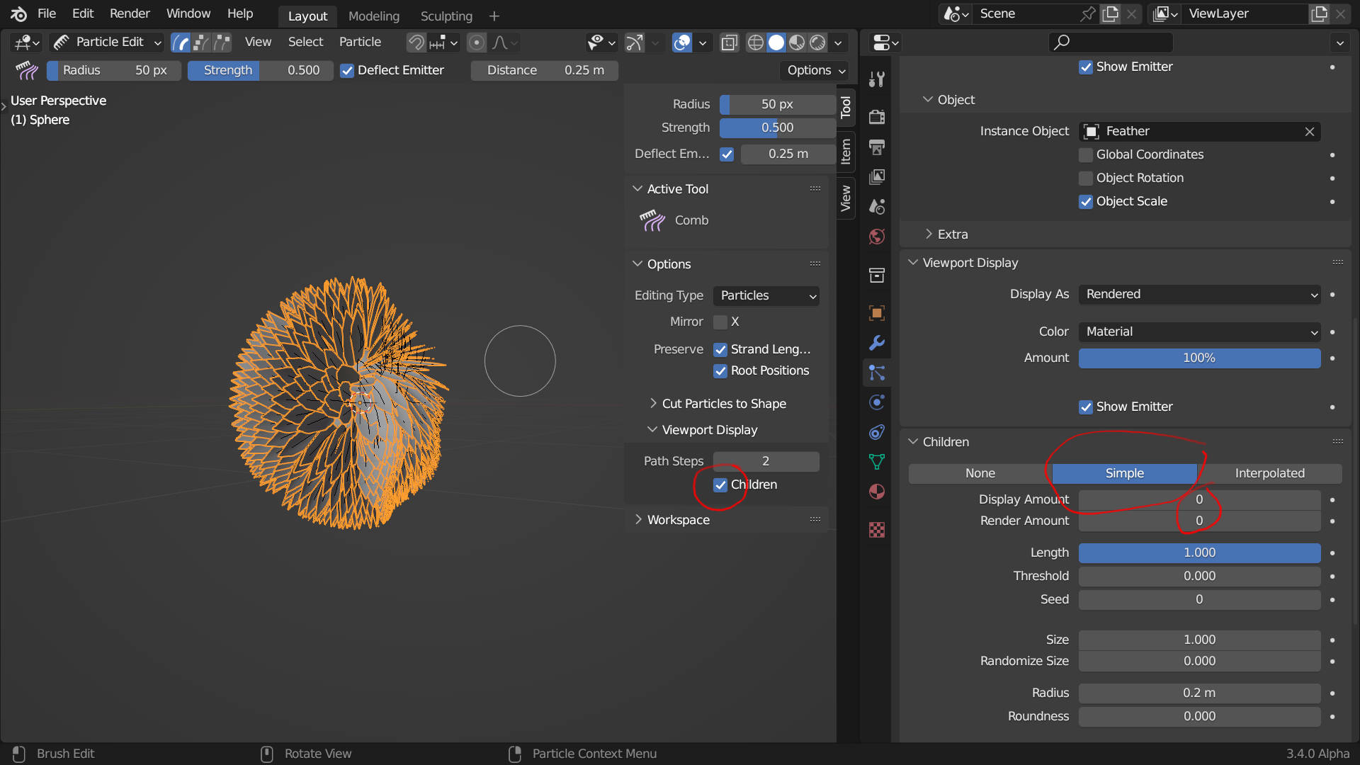 How to make visible object attached to particle system in particle edit