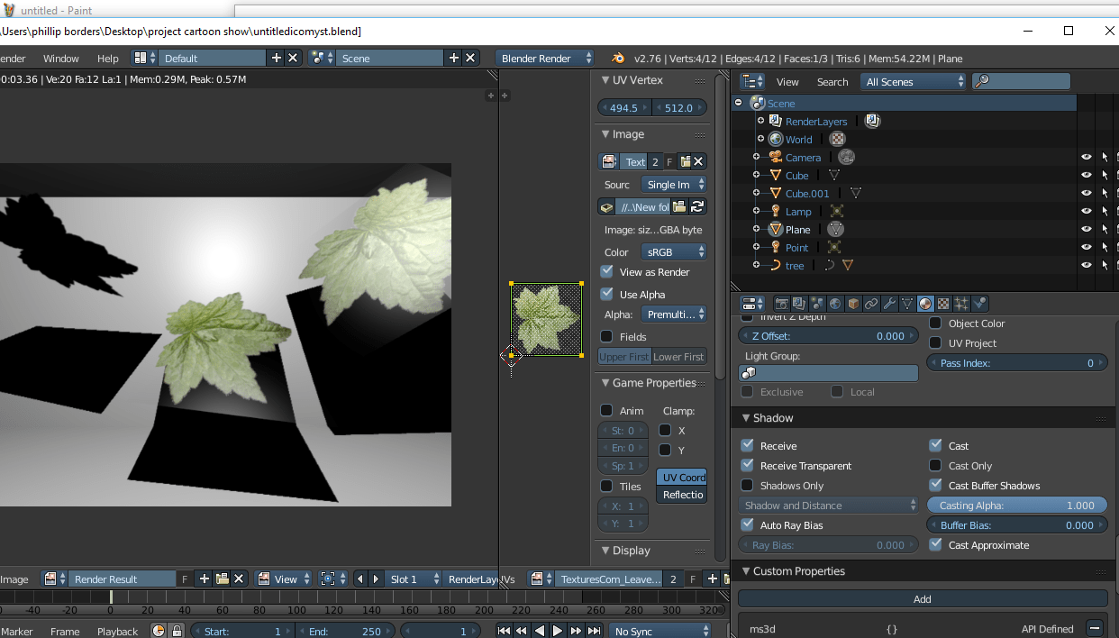 blender render shadow alpha map Materials and Textures Blender