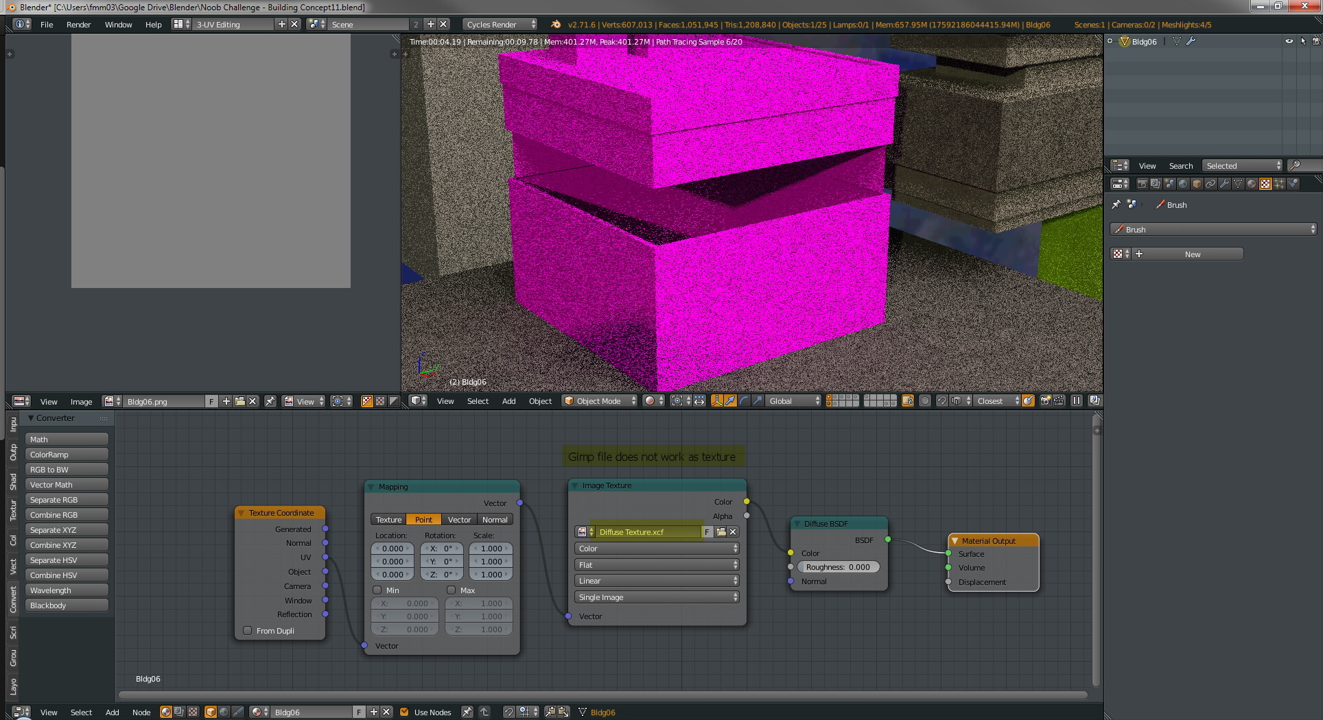 Can Blender use a Gimp file as an image texture? Materials and