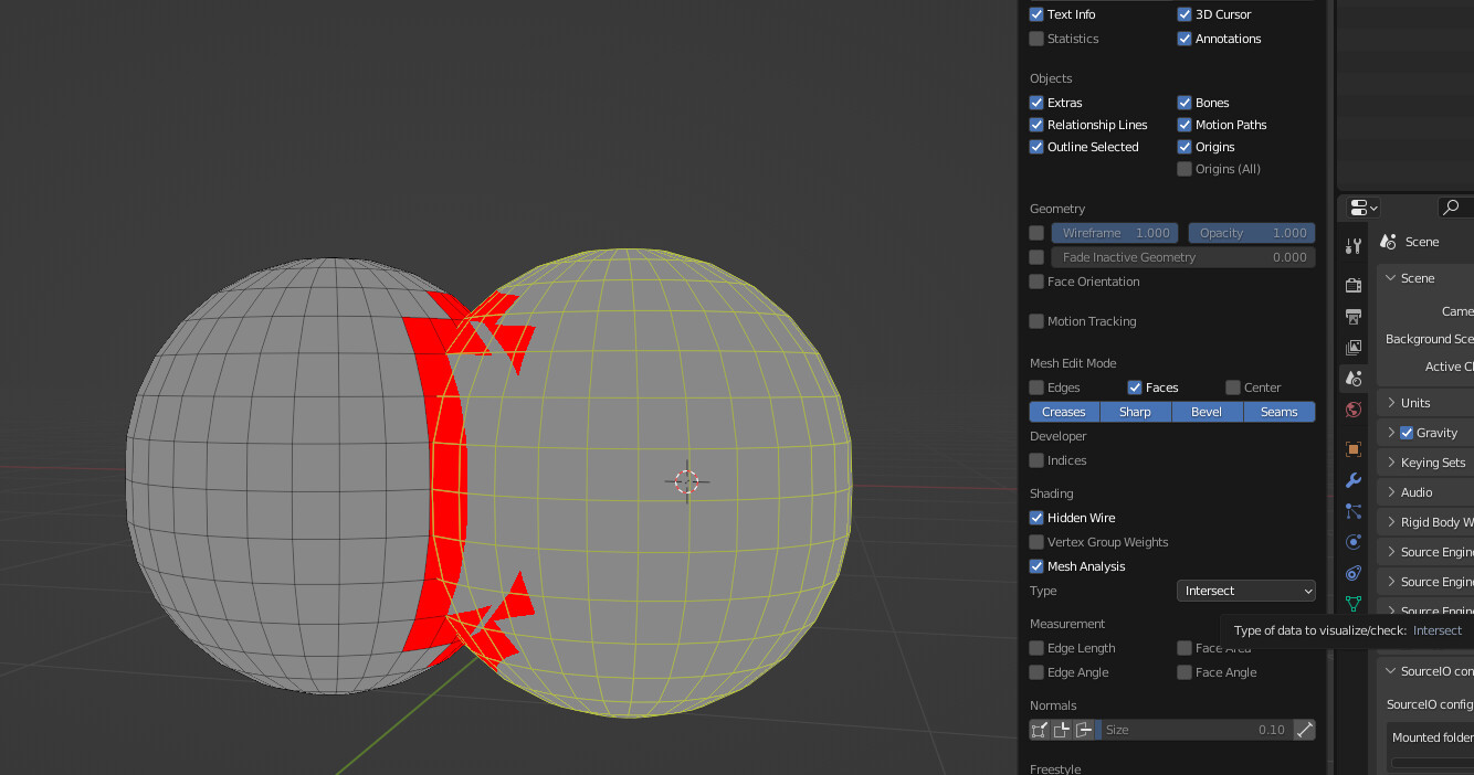 How to determine if 2 objects are intersecting? Modeling Blender