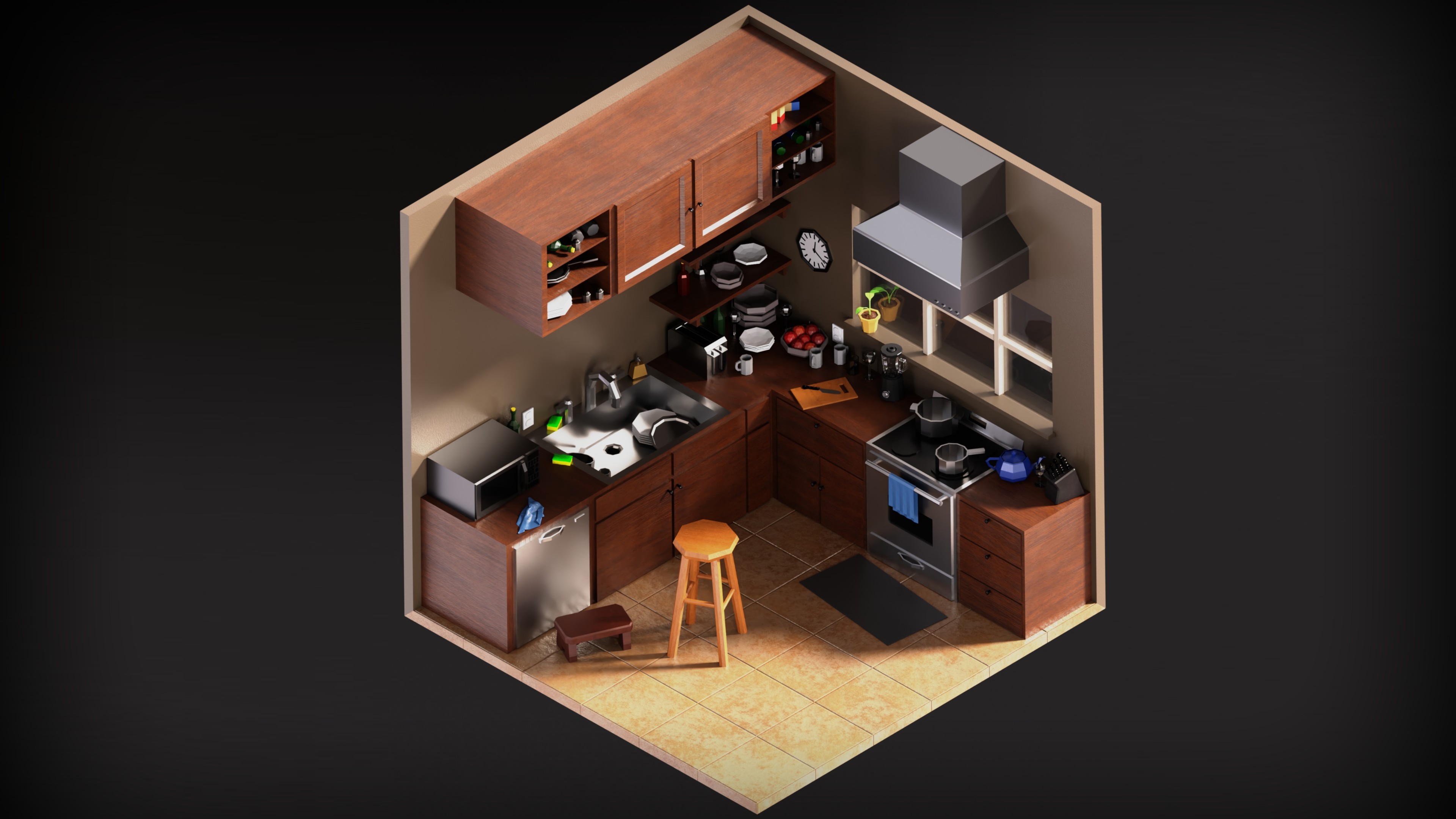 Low Poly Isometric Kitchen Finished Projects Blender Artists Community