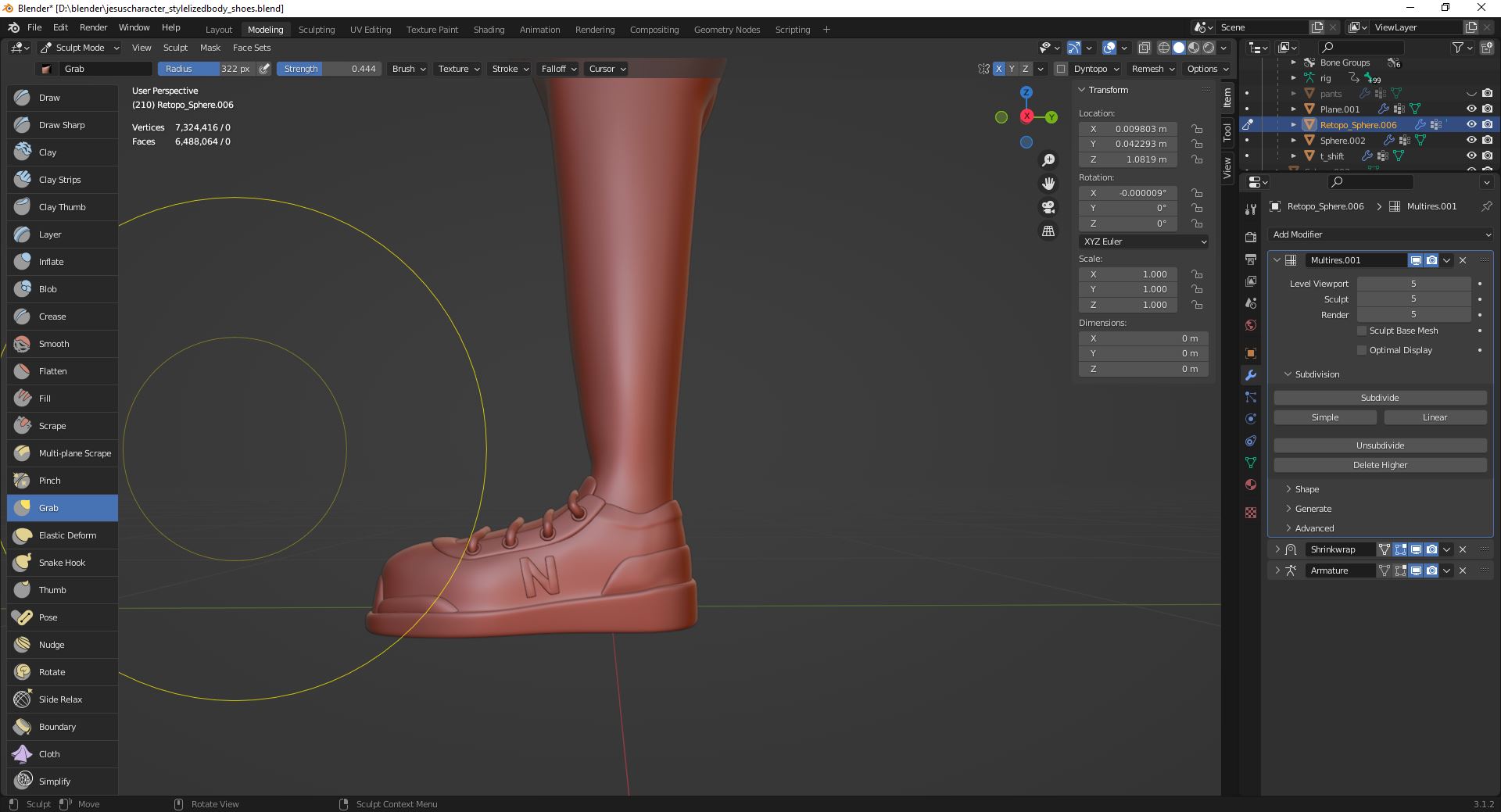 What I do in Sculpt Mode shows differently in Object/Edit mode