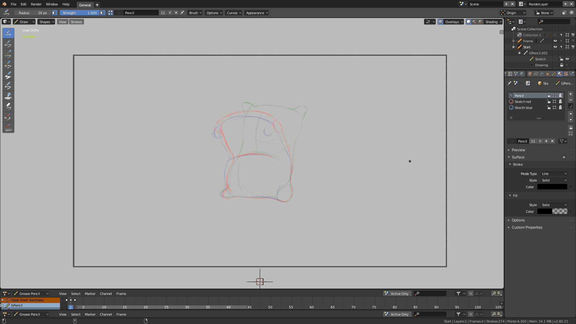 Some experiments with the 2D animation workspace on Blender 2.8