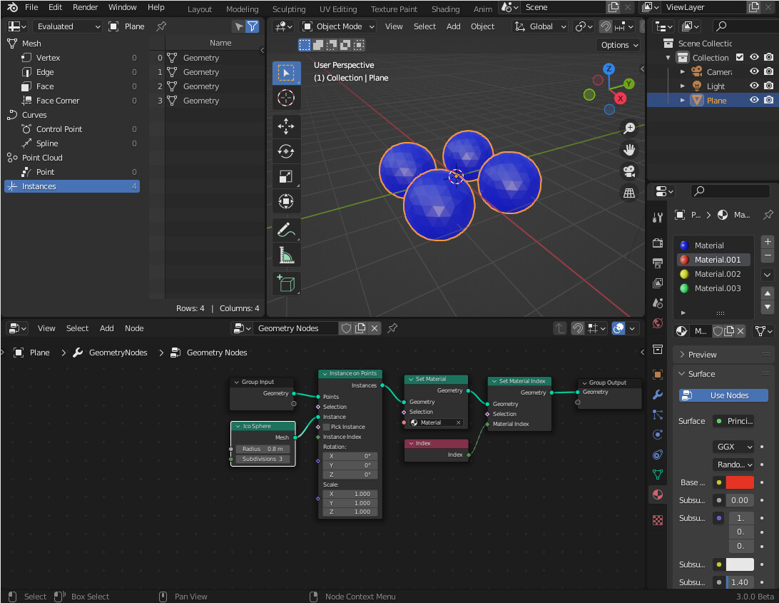 How to set material in geometry nodes (3.0) based on instance index