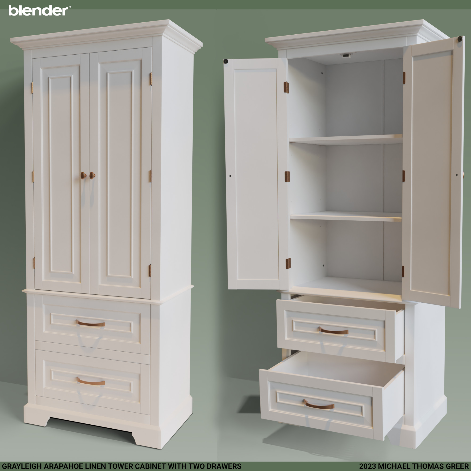 Grayleigh Arapahoe Linen Tower with Two Drawers Finished