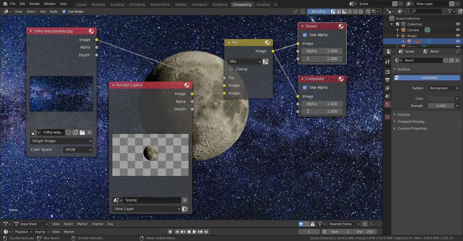 How can I blend objects in Blender like layers in "Blending
