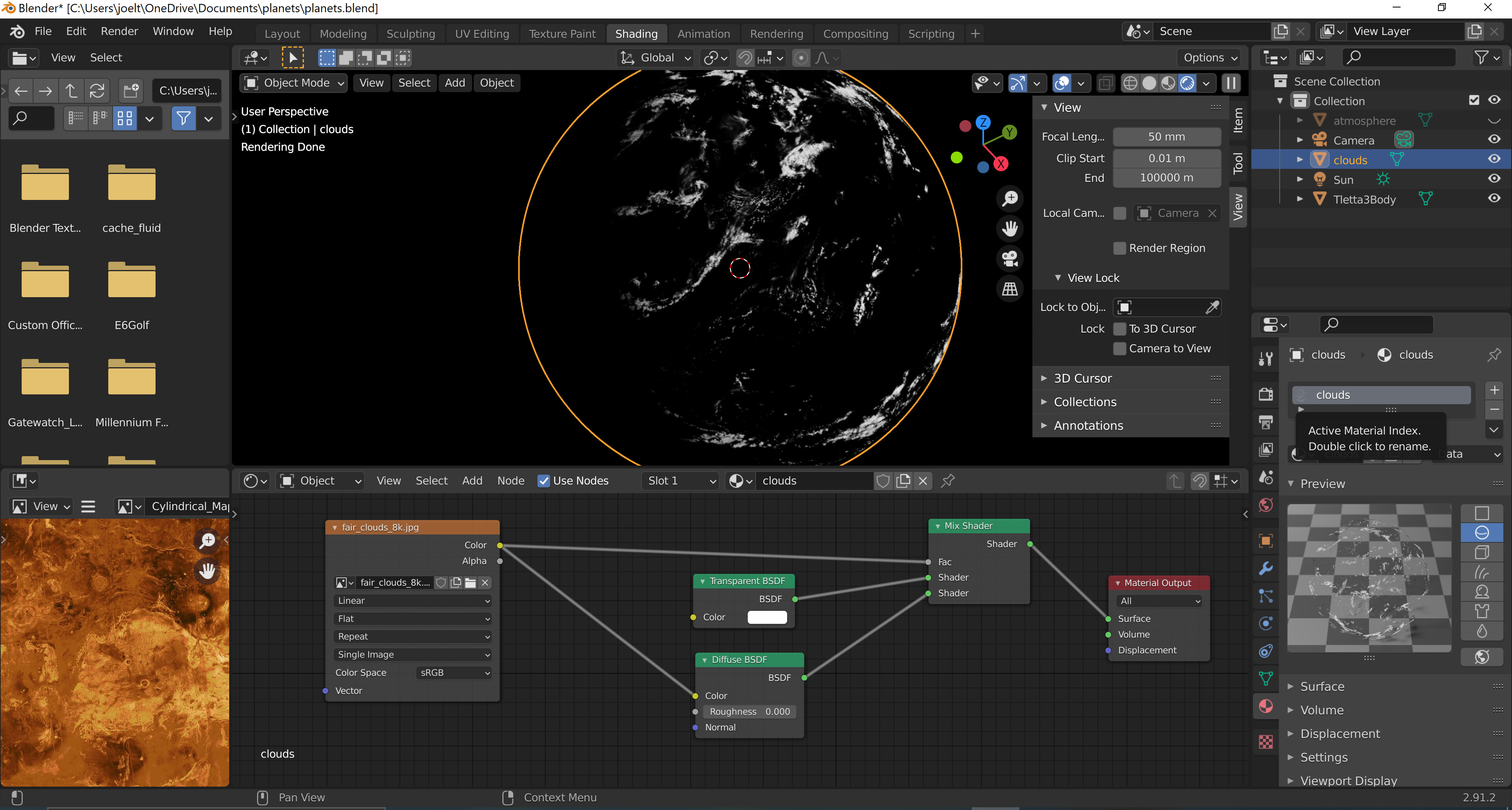 Cloud layer over a in space with cycles Blender and CG