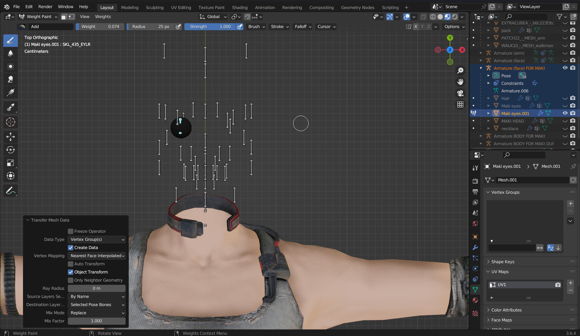 How to transfer vertex group data from armature instead of mesh, to