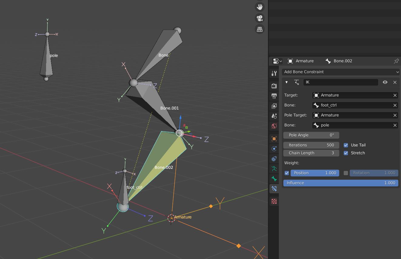 How to set up a ik for a 3 bone set? 2 by walt1 Animation and