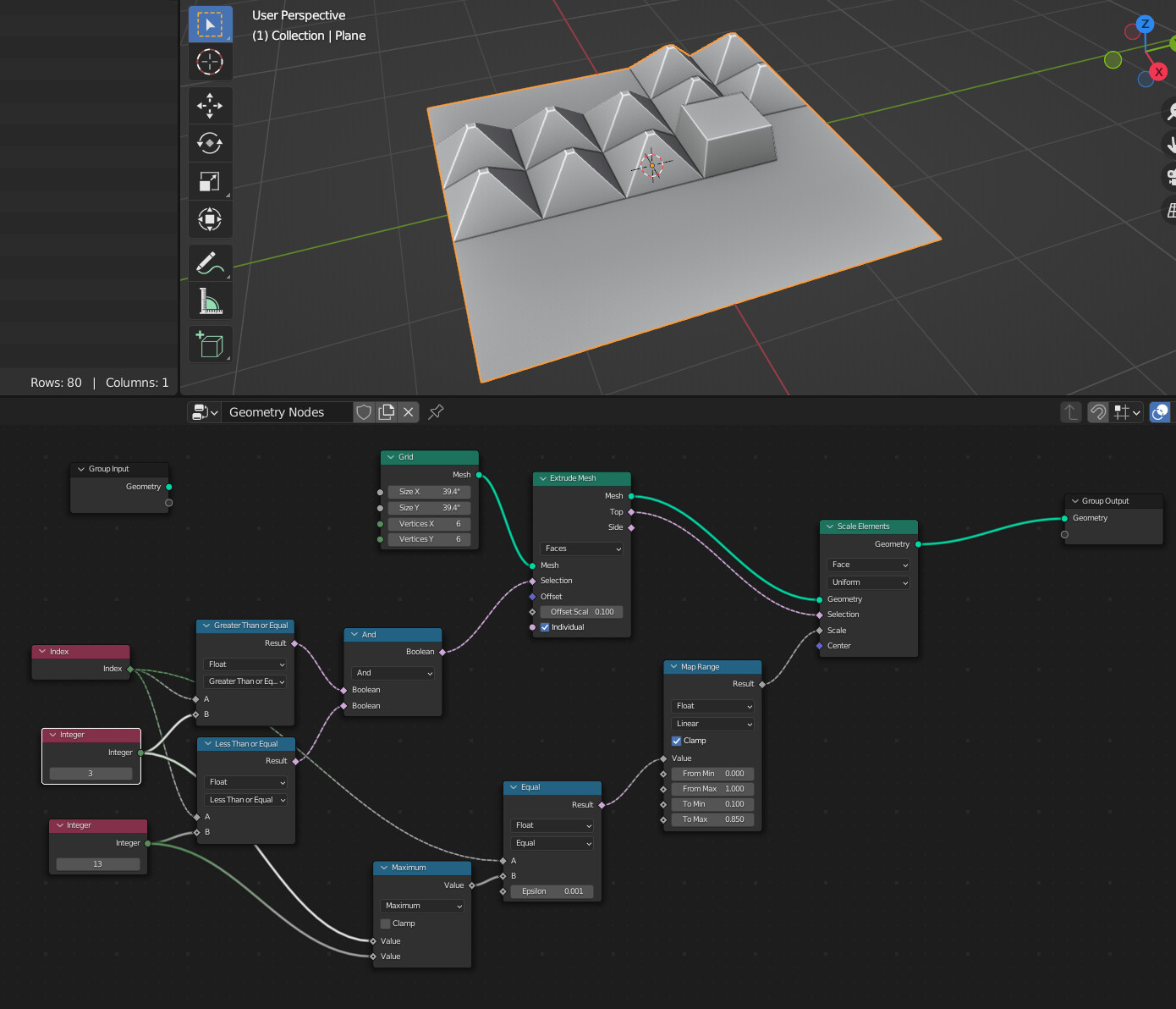 Geometry Nodes Precise face index range selection and other questions