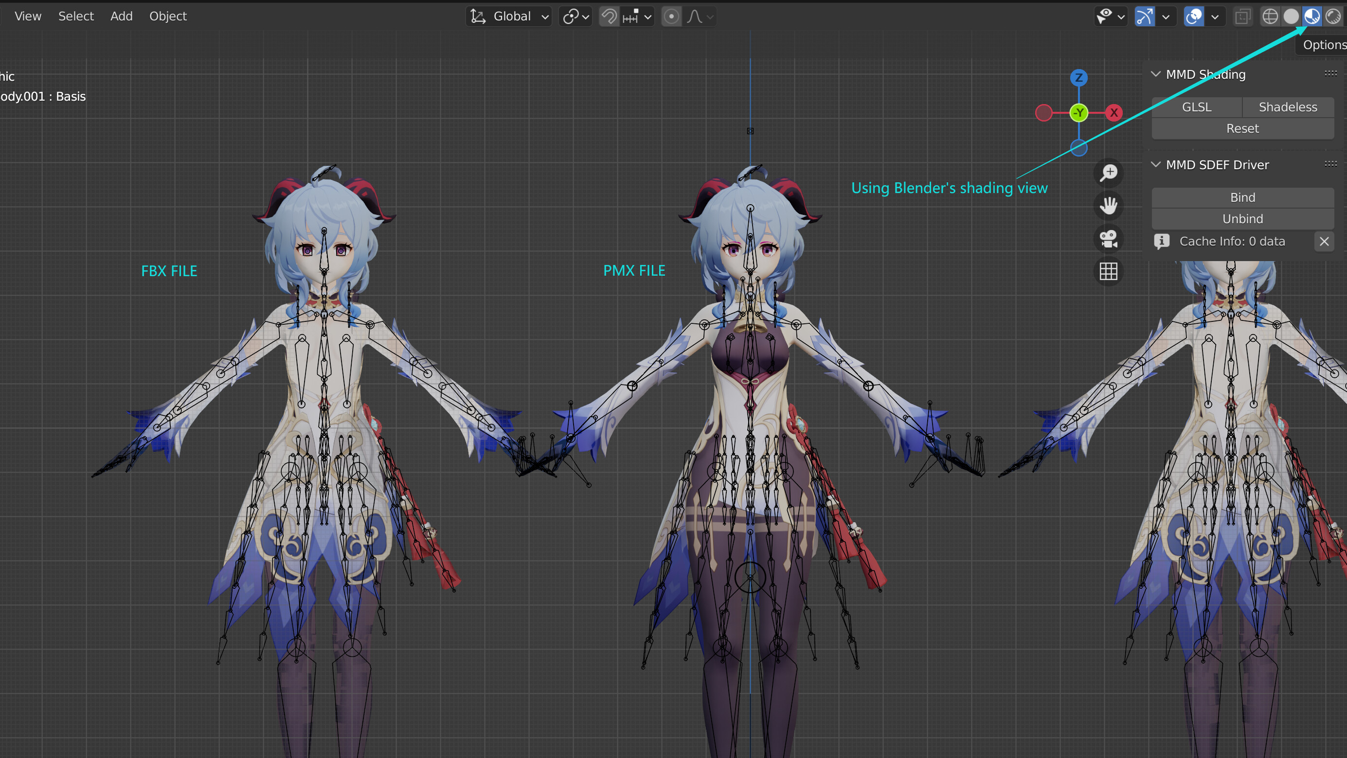 Convert pmx file into fbx then reimport the fbx and its displays weird