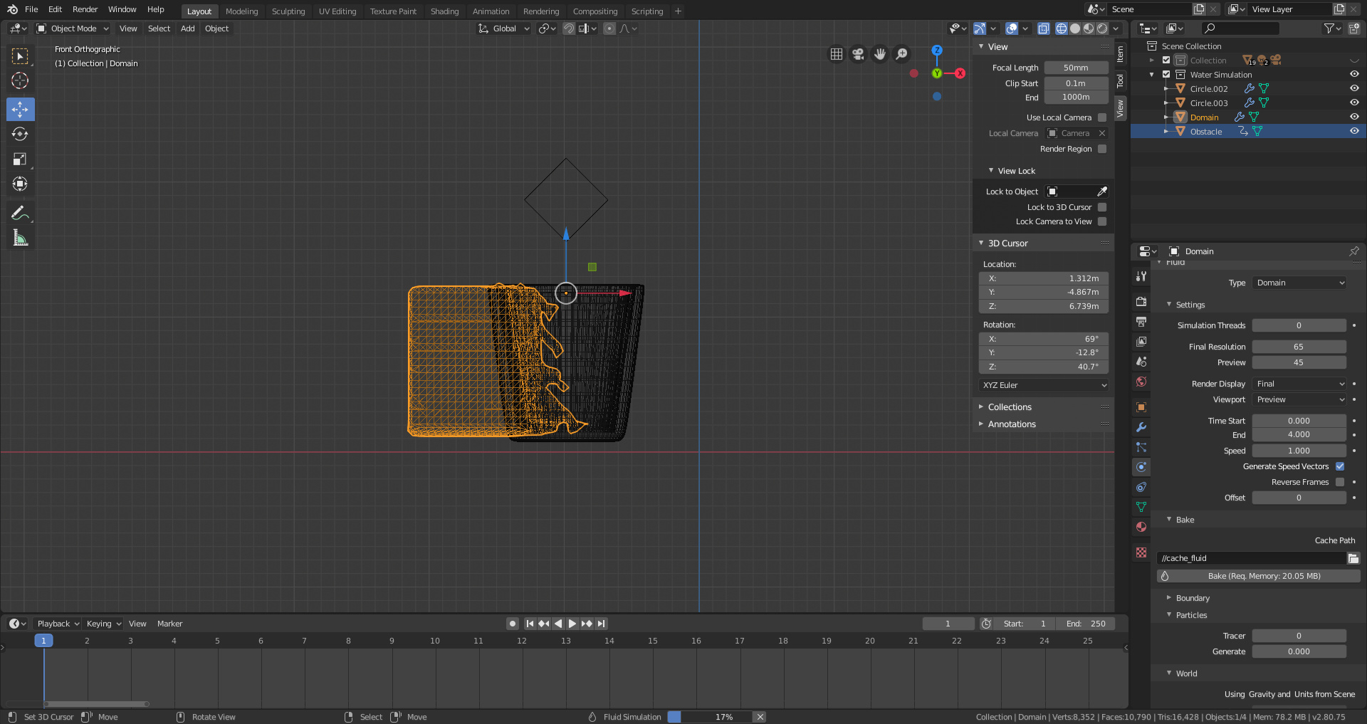 Blender Fluid Simulation Collision Not Working, Fluid Sim Options Not