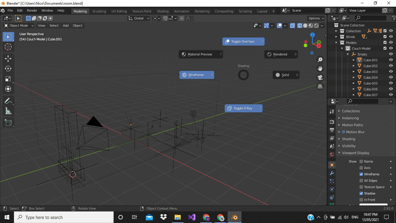Objects not showing on wireframe mode Basics & Interface Blender