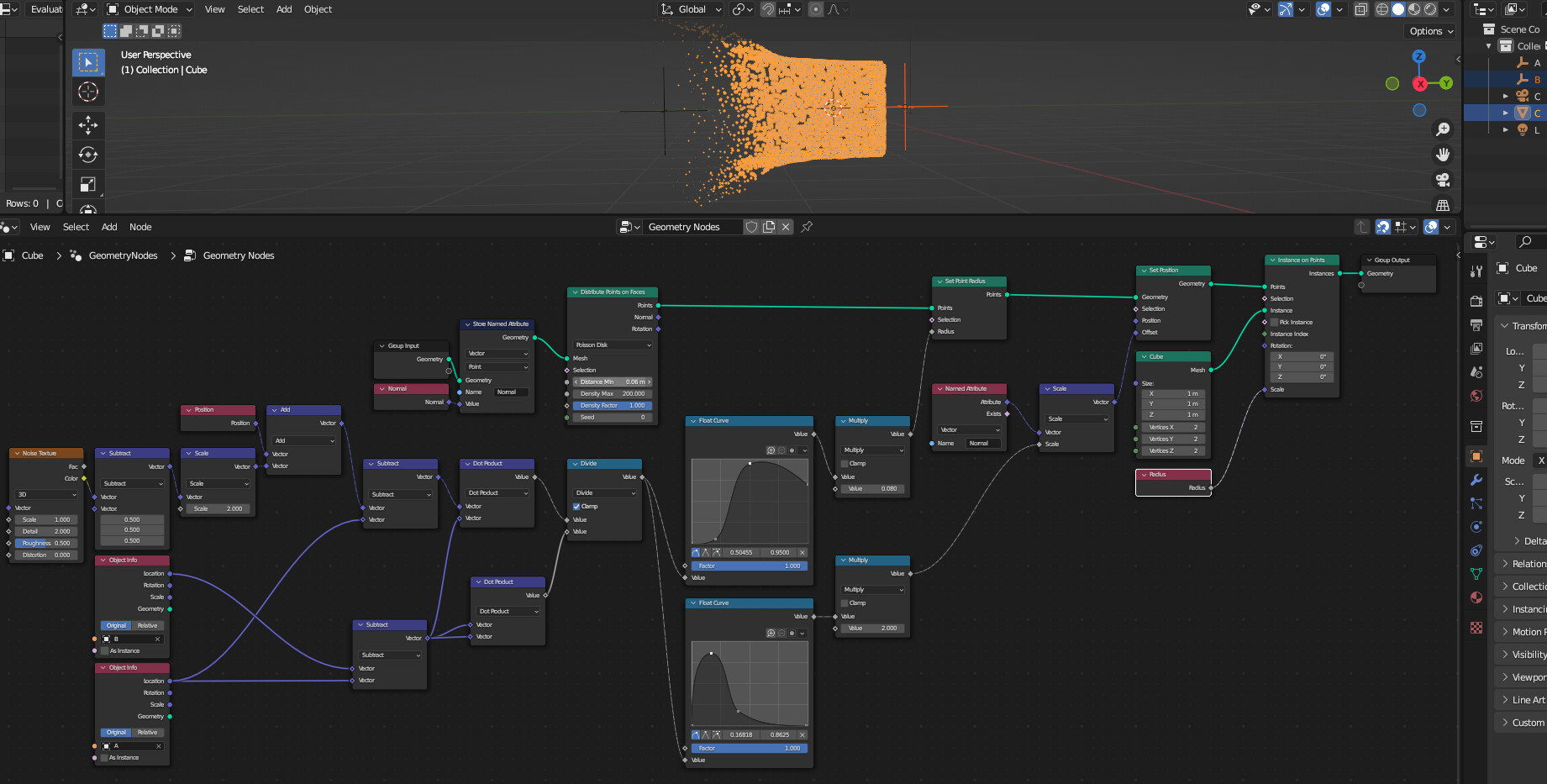 Help with Geometry Nodes and Displacement Falloff Modeling Blender