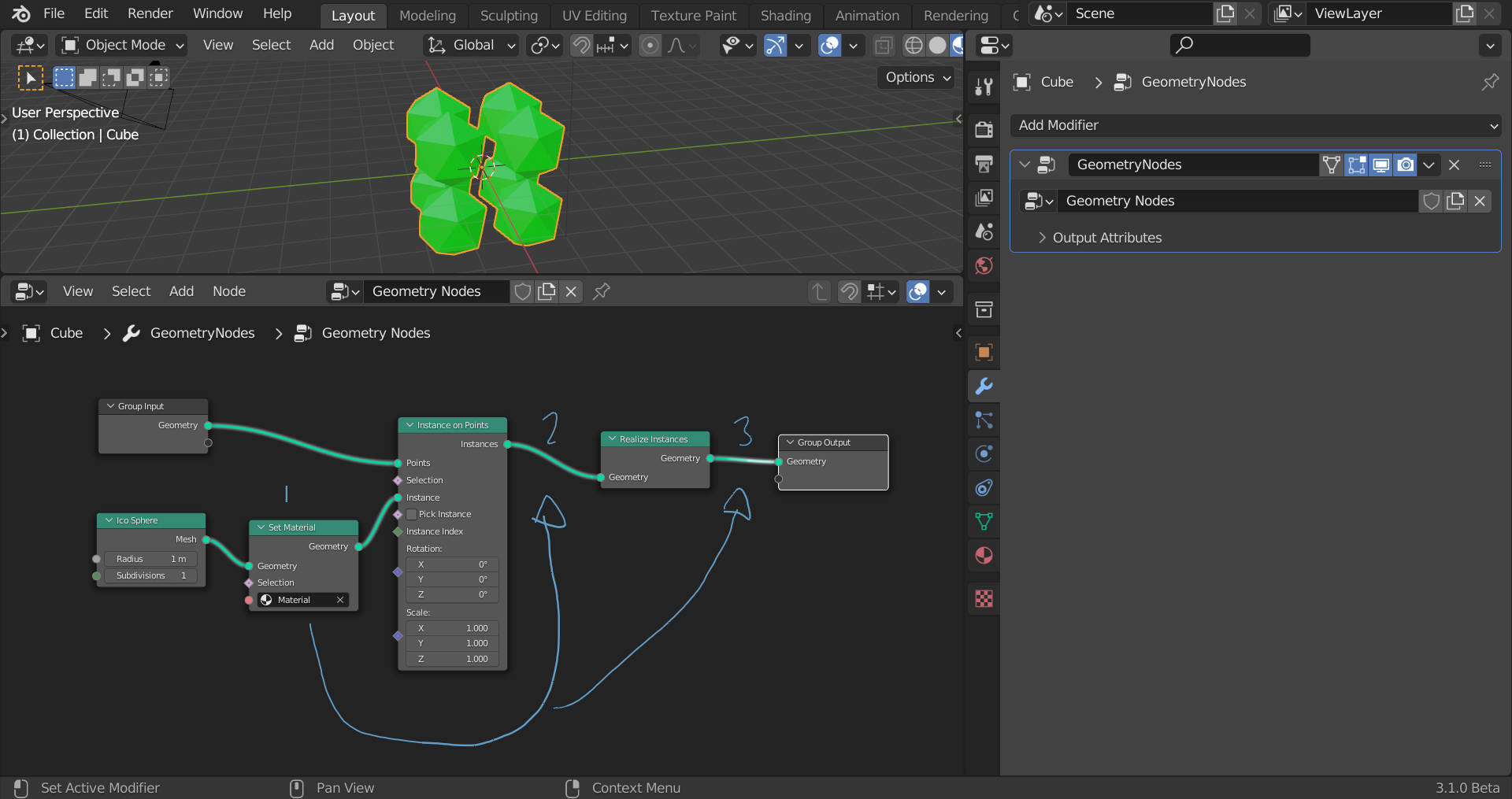 Geometry Nodes how to realize instances with material? Materials