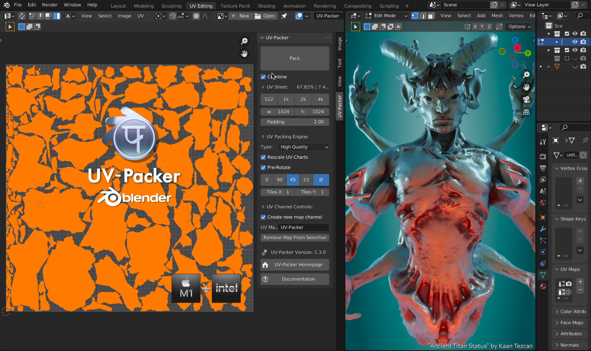 UVPacker for Blender (Free) (Windows + MacOS) 93 by Pigor