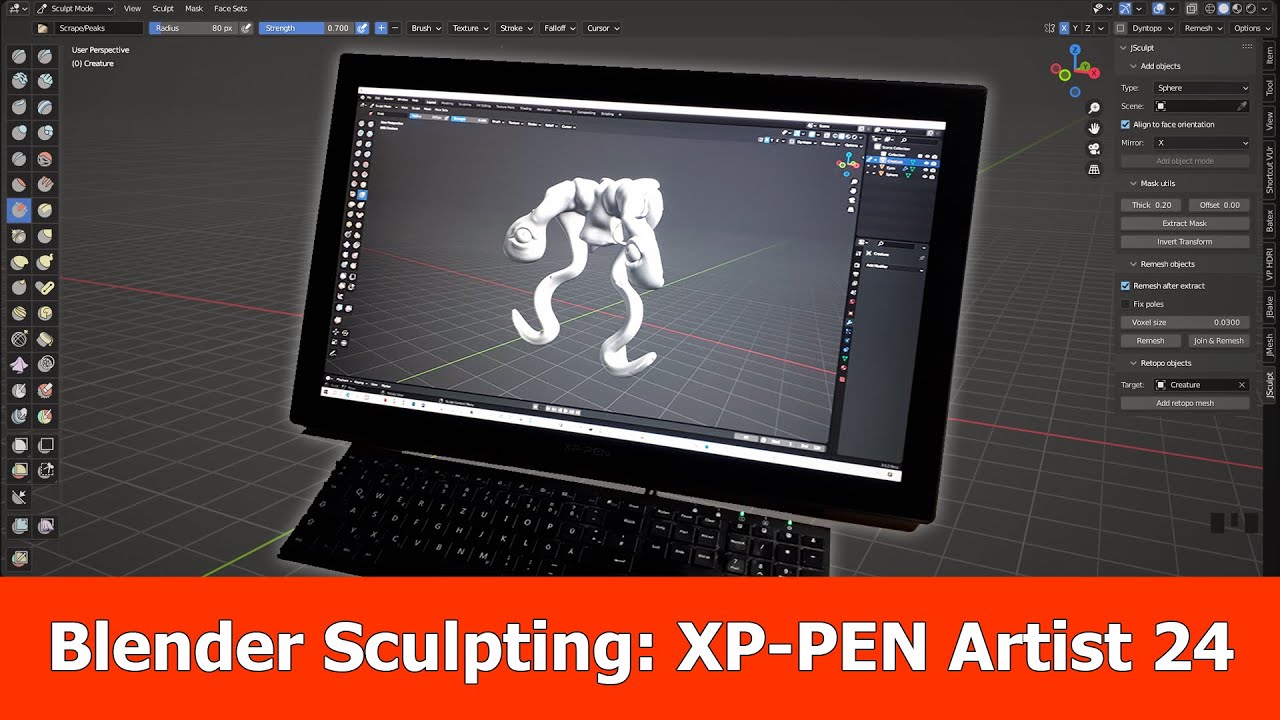 Blender Sculpting with Display Tablet XPPEN Artist 24 Tutorials