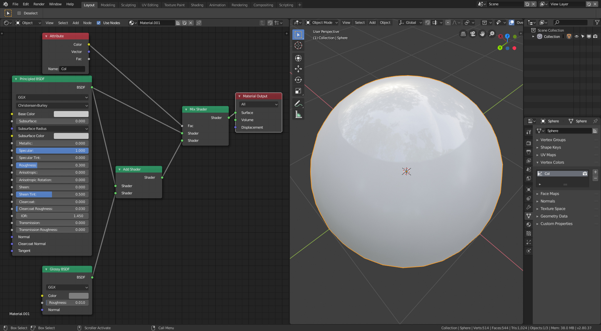 Principled BSDF reflection affects whole eye Materials and Textures