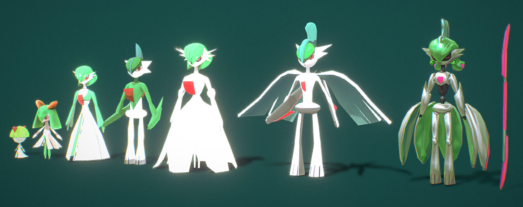 Pokemon Ralts Evolution Line Finished Projects Blender Artists