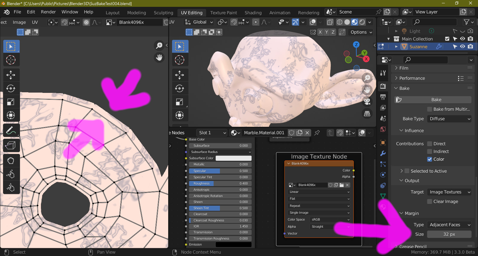 Baking colour onto a texture UV causing poor edges Materials and