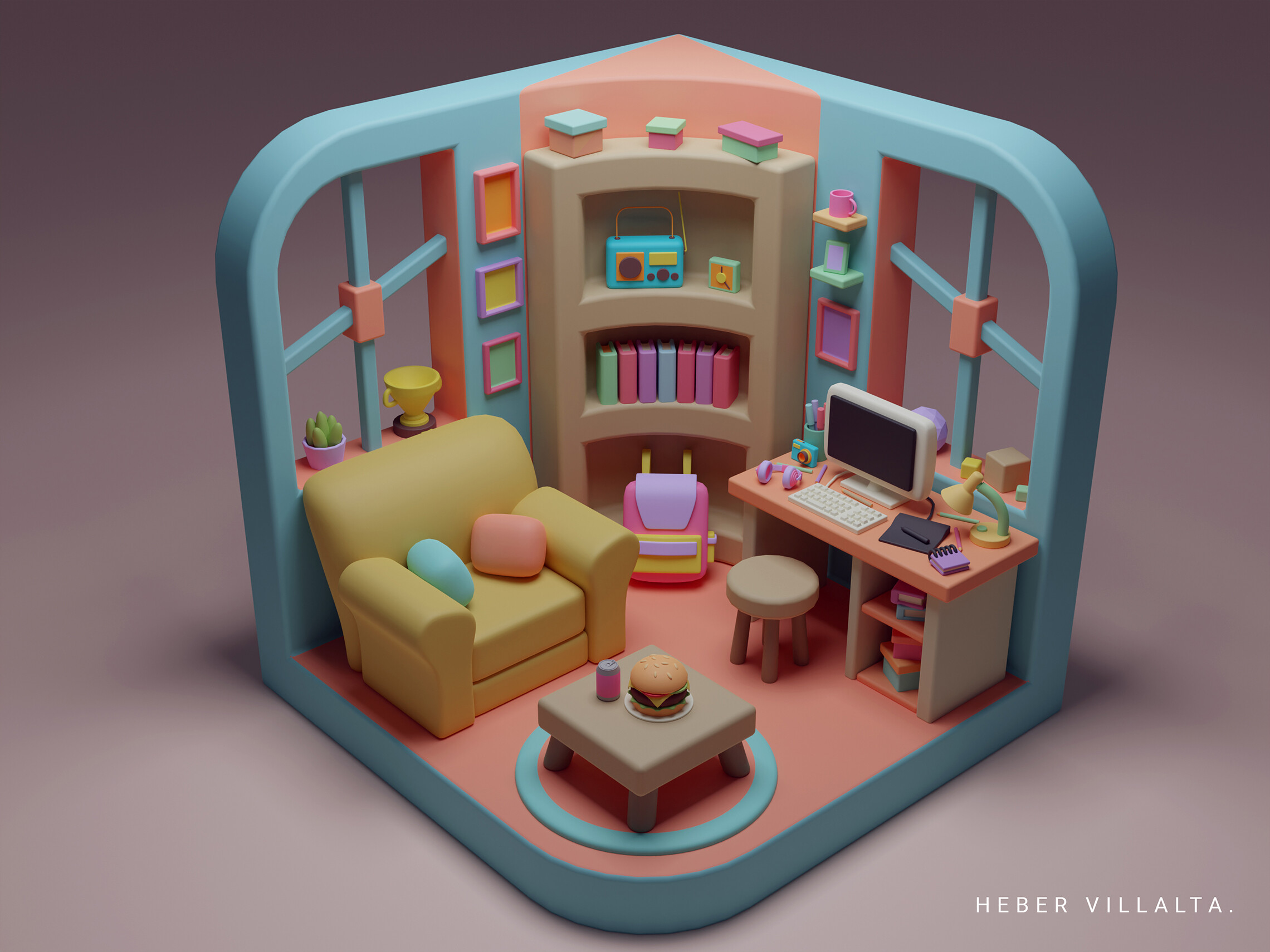 Study Room Low Poly Finished Projects Blender Artists Community