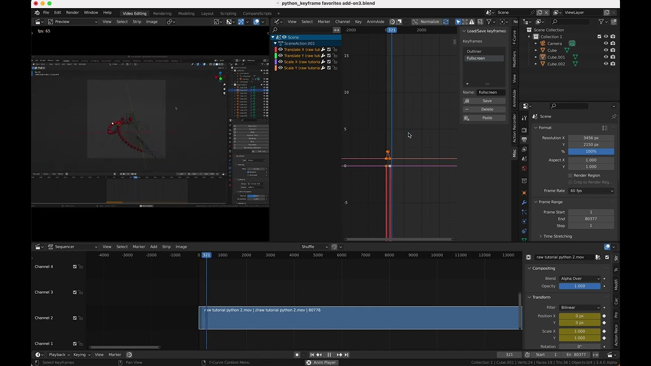 VSE addon Keyframe favorites > Load and save keyframes Released