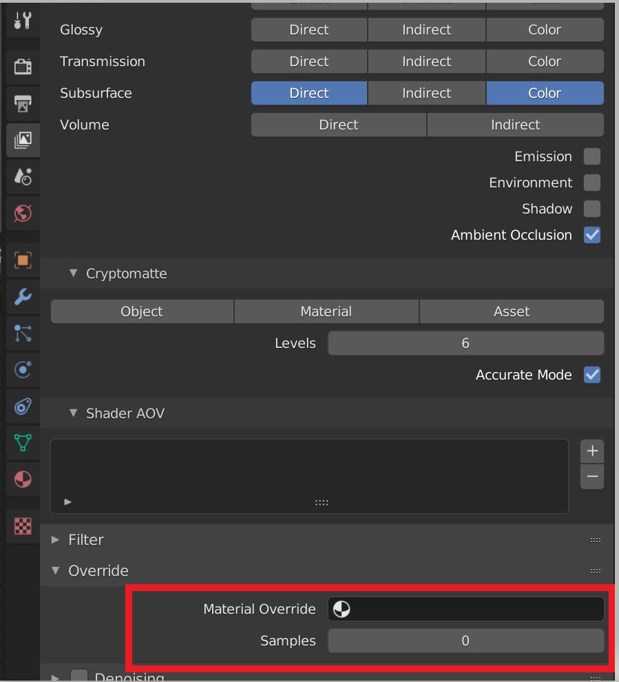 Exclude option in material override Tutorials, Tips and Tricks