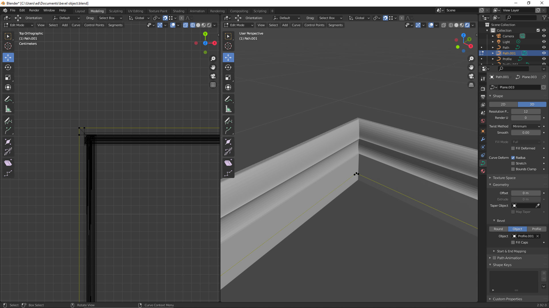 Bevel Object applied to curve Modeling Blender Artists Community