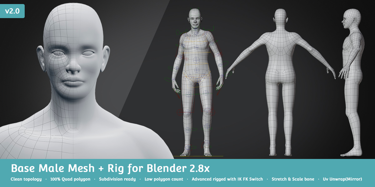 Base Meshes Character Starter Kit + Rig Finished Projects Blender